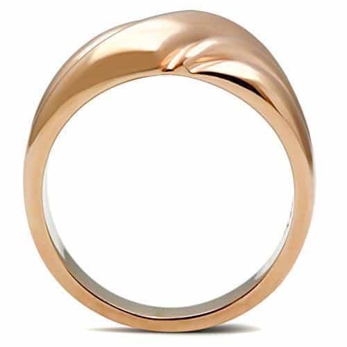 Brass Rose Gold Polished Sculpted Split Wave Dome Ring view 5