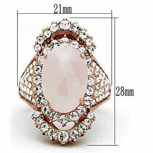 Brass Rose Gold Rose Quartz Marquise CZ Ornate Cocktail Ring view 3