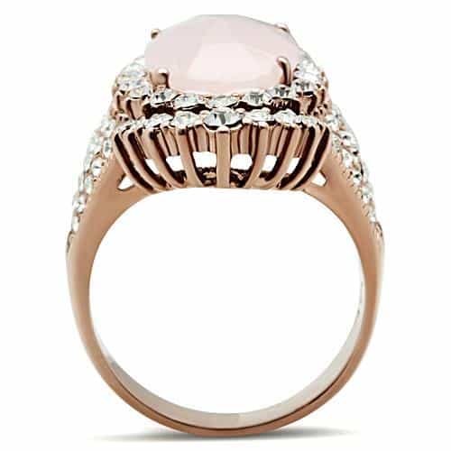 Brass Rose Gold Rose Quartz Marquise CZ Ornate Cocktail Ring view 5