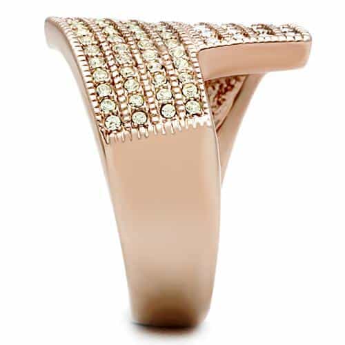 Brass Rose Gold CZ Pave Multi Row Wide Square Band Ring view 7