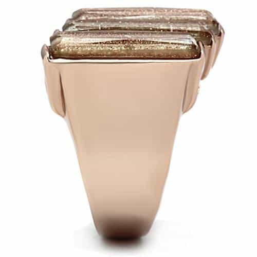 Brass Rose Gold Triple Gold Glitter Bar Signet Ring view 7