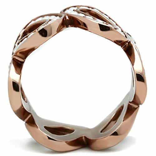 Brass Rose Gold Opal CZ Pave Open LOVE Letter Cocktail Ring view 5