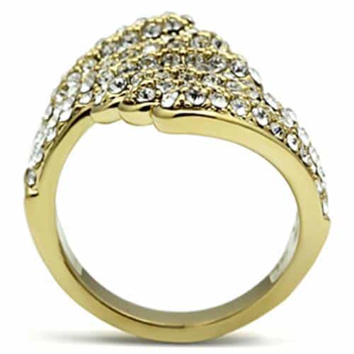 Brass Gold CZ Pave Chevron V Point Wide Cocktail Ring view 5