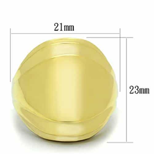 Brass Gold Polished Stripe Grooved Wide Dome Ring view 3