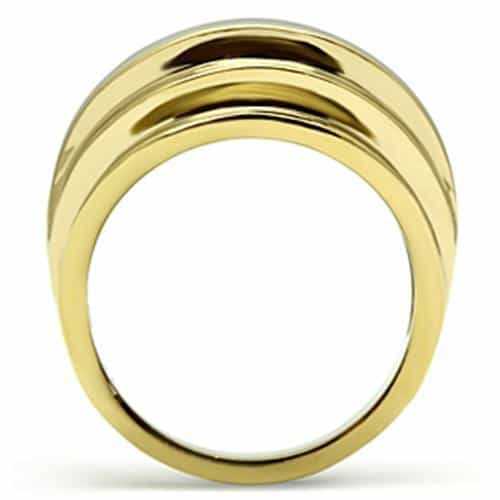 Brass Gold Polished Stripe Grooved Wide Dome Ring view 5