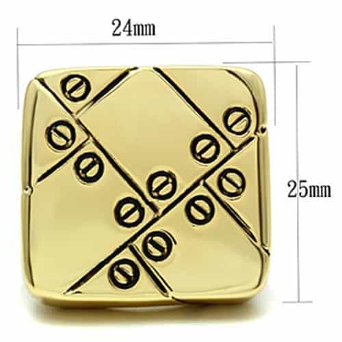 Brass Gold Polished Domino Dice Cube Signet Ring view 3