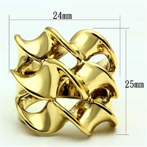 Brass Gold Polished Cuban Curb Chain Link Wide Cocktail Ring view 3