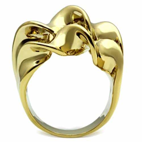Brass Gold Polished Cuban Curb Chain Link Wide Cocktail Ring view 5