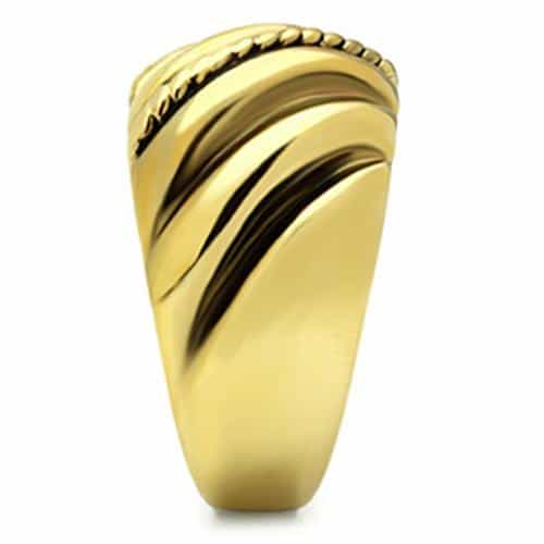 Brass Gold Polished Rope Twist Stripe Wide Band Ring view 7