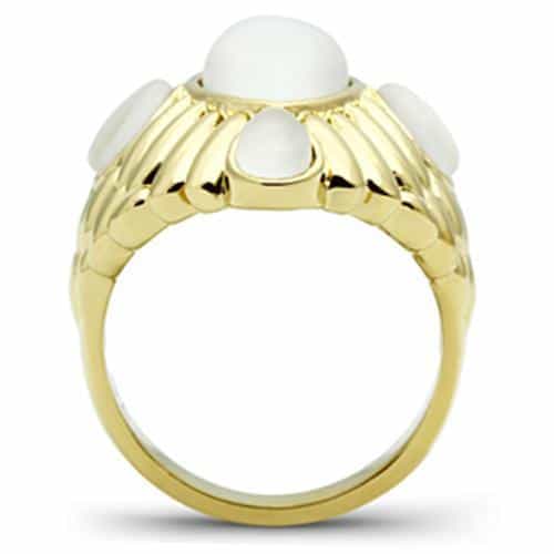 Brass Gold Cat Eye Opal Marquise Sunburst Petal Cocktail Ring view 5
