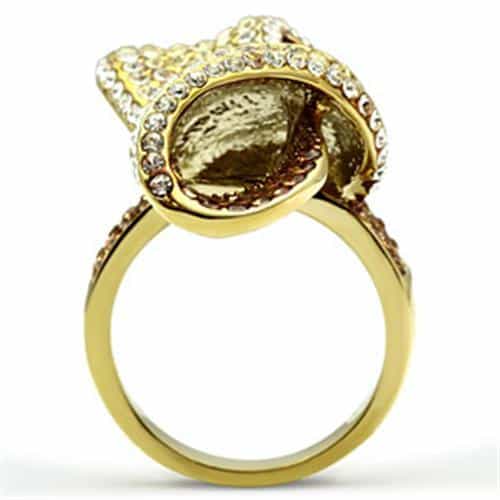 Brass Gold Champagne Topaz CZ Pave Starfish Bow Cocktail Ring view 5