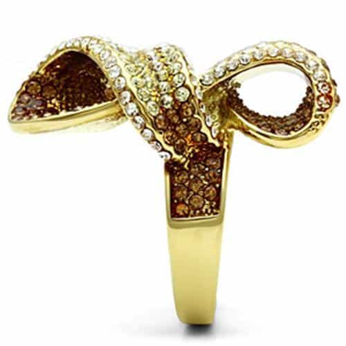 Brass Gold Champagne Topaz CZ Pave Starfish Bow Cocktail Ring view 7