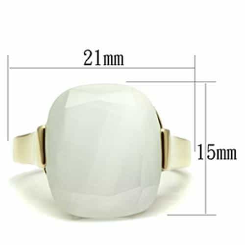 Brass Gold White Cat Eye Cushion Filigree Cocktail Ring view 3