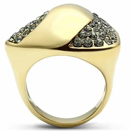 Brass Gold CZ Pave Triangle Dome Cocktail Ring view 5