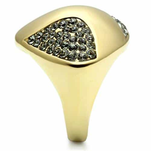 Brass Gold CZ Pave Triangle Dome Cocktail Ring view 7