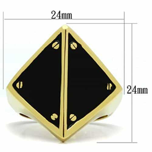 Brass Gold Black Enamel Pyramid Triangle Signet Ring view 3