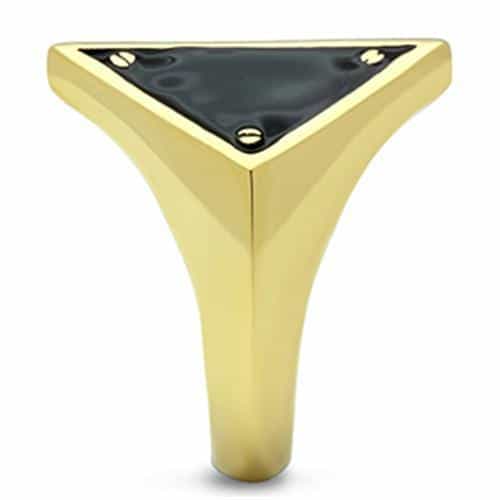 Brass Gold Black Enamel Pyramid Triangle Signet Ring view 7