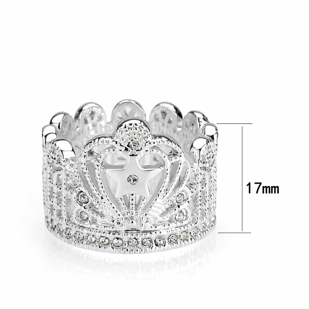 Brass CZ Pave Filigree Crown Wide Eternity Band Ring view 2
