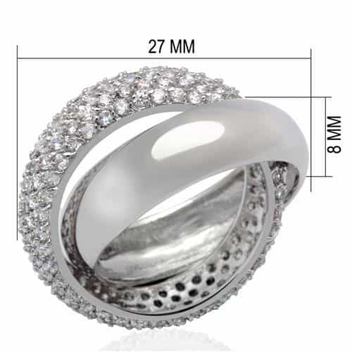 Brass Silver CZ Pave Multi Row Dome Eternity Band Ring view 3