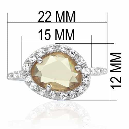 Brass Silver Champagne Citrine Oval CZ Halo Ring view 3