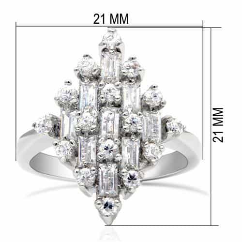 Brass Silver CZ Baguette Round Navette Cluster Ring view 3