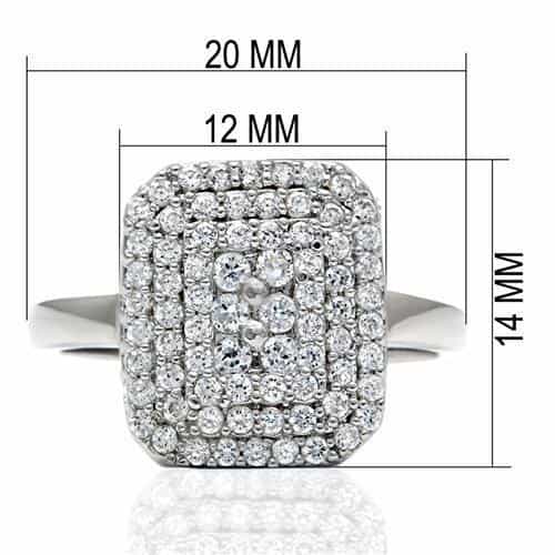 Brass Silver CZ Pave Cushion Cluster Cocktail Ring view 3