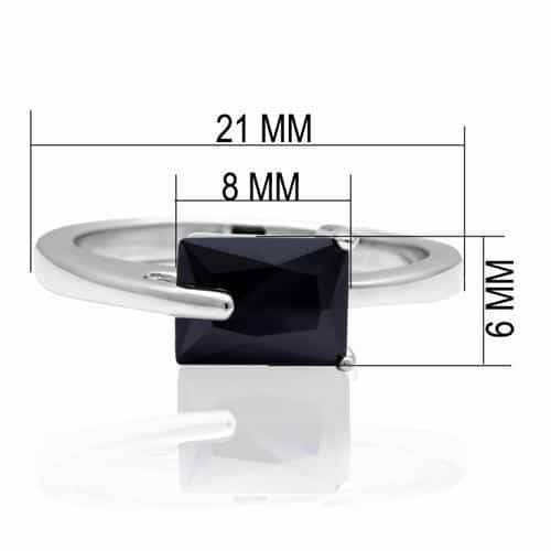 Brass Silver Black Onyx Emerald Cut Solitaire Ring view 3
