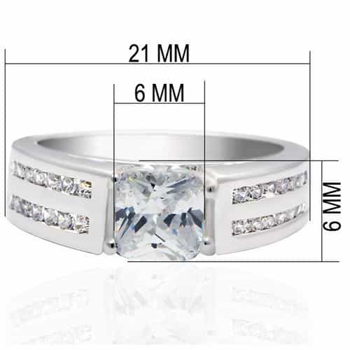 Brass Silver CZ Cushion Pave Double Channel Band Ring view 3