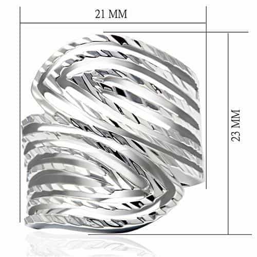 Brass Silver Polished Twisted Rope Wide Dome Ring view 3