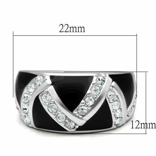 Brass Silver Black Onyx CZ Chevron Cocktail Ring view 3