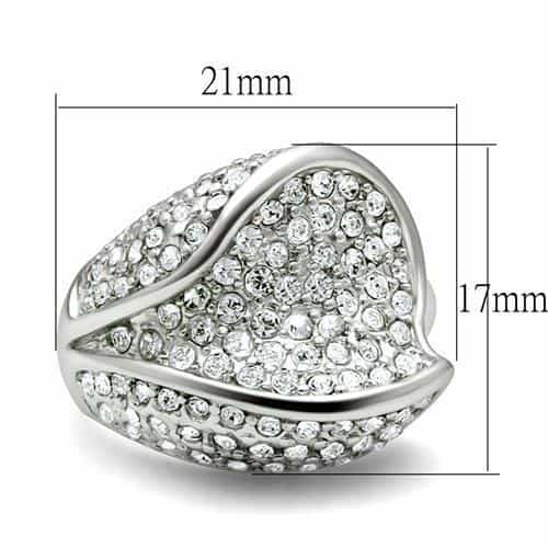 Brass Silver Crystal Pave Wave Bypass Dome Cocktail Ring view 3