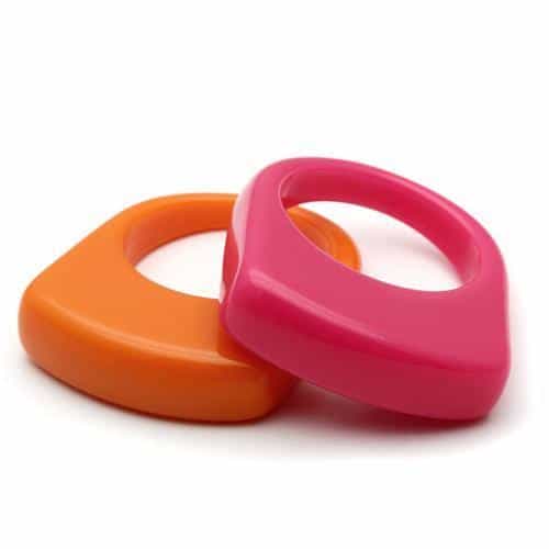 Pink Orange Resin Solid Color Dome Ring Set Ring view 3