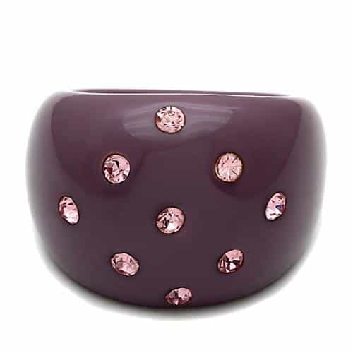Purple Resin Pink Crystal Polka Dot Dome Ring view 3