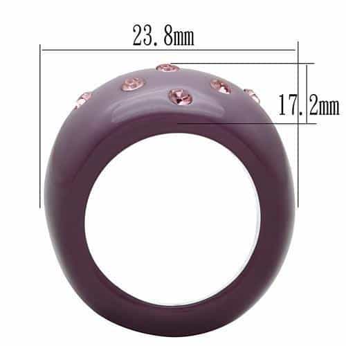 Purple Resin Pink Crystal Polka Dot Dome Ring view 5