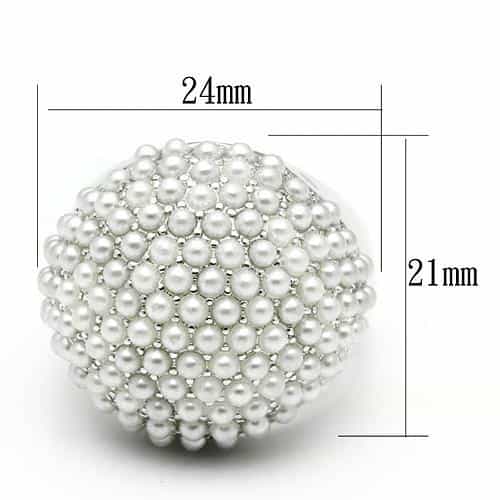 Brass Silver Pearl Cluster Dome Cocktail Ring view 3