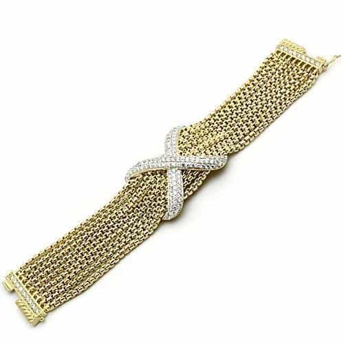 Brass Silver CZ Marquise Leaf Cluster Eternity Band Ring view 7