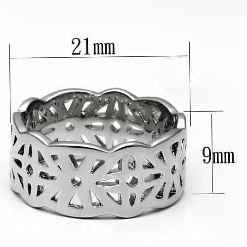 Brass Silver Polished Filigree Cutout Wide Band Ring view 3