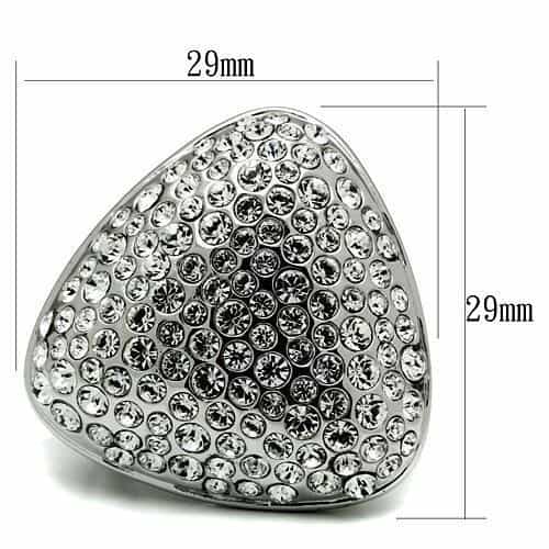 Brass Silver Crystal Bezel Cluster Dome Cocktail Ring LO2515 view 3