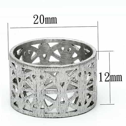 Brass Silver Polished Filigree Cutout Wide Band Ring LO2536 view 3
