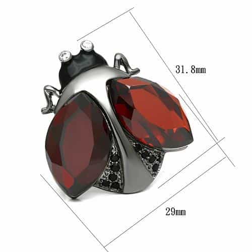 Brass Gunmetal Red Garnet Dual Pear CZ Cocktail Ring view 3