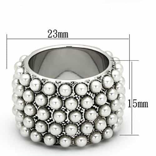 Brass Silver Pearl Cluster Wide Band Ring view 3