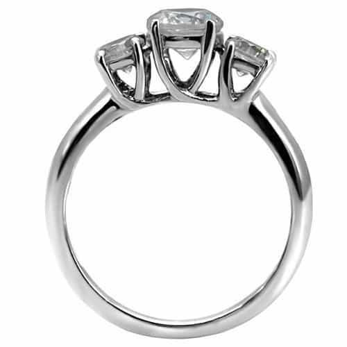 Stainless Steel CZ Round Three Stone Ring view 7