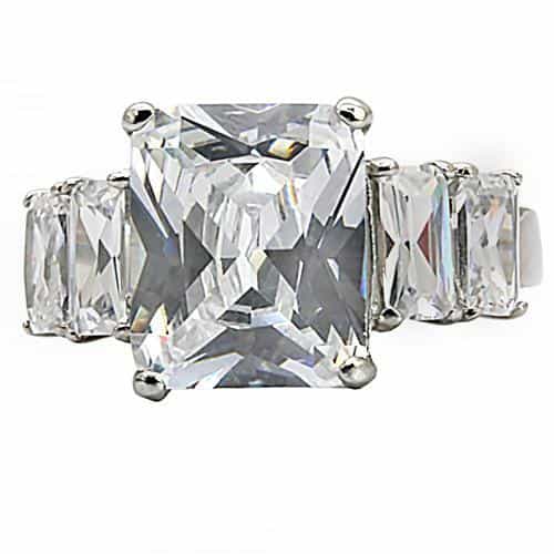 Stainless Steel CZ Princess Cut Trillion Ring view 5