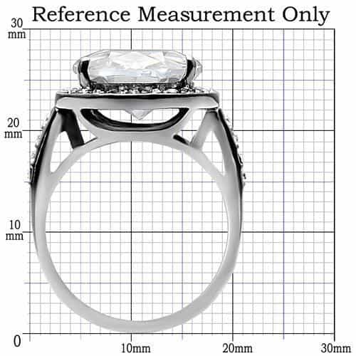 Stainless Steel CZ Oval Oversized Pave Halo Ring view 3
