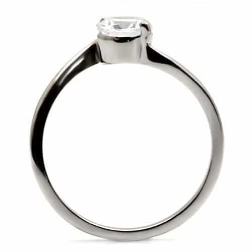 Stainless Steel CZ Tension Set Solitaire Ring view 7