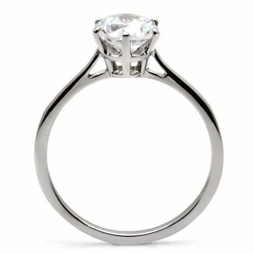 Stainless Steel Solitaire Round Classic Ring view 7