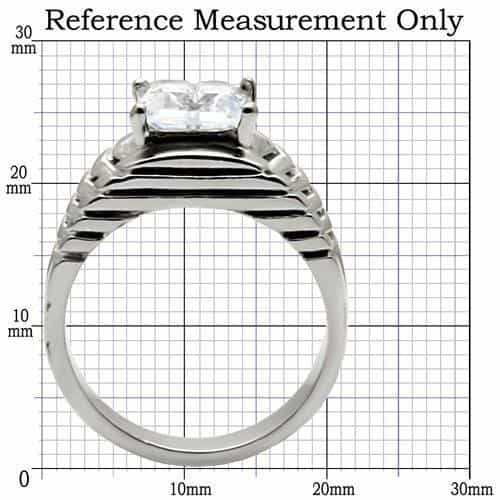 Stainless Steel CZ Princess Cut Ornate Wide Ring view 3