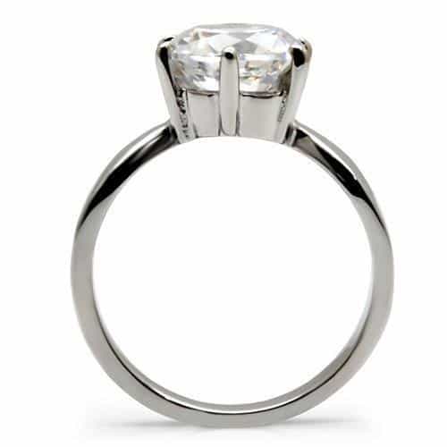 Stainless Steel CZ Round Solitaire Wide Band Ring view 7