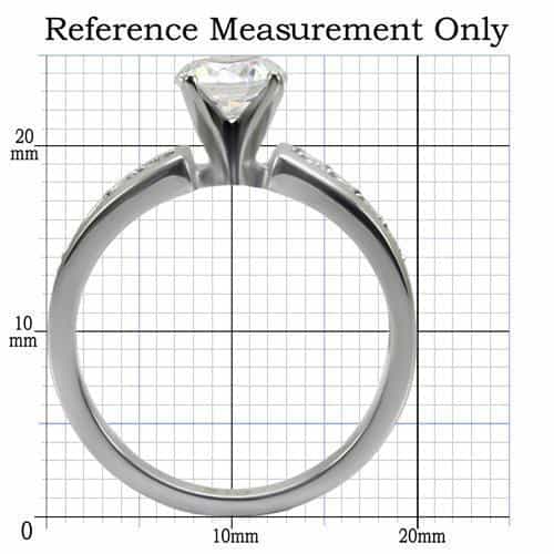 Stainless Steel CZ Round Solitaire Pave Cathedral Ring view 3