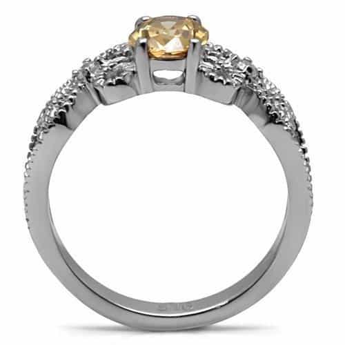 Stainless Steel Champagne Oval Filigree Scroll Ring view 7